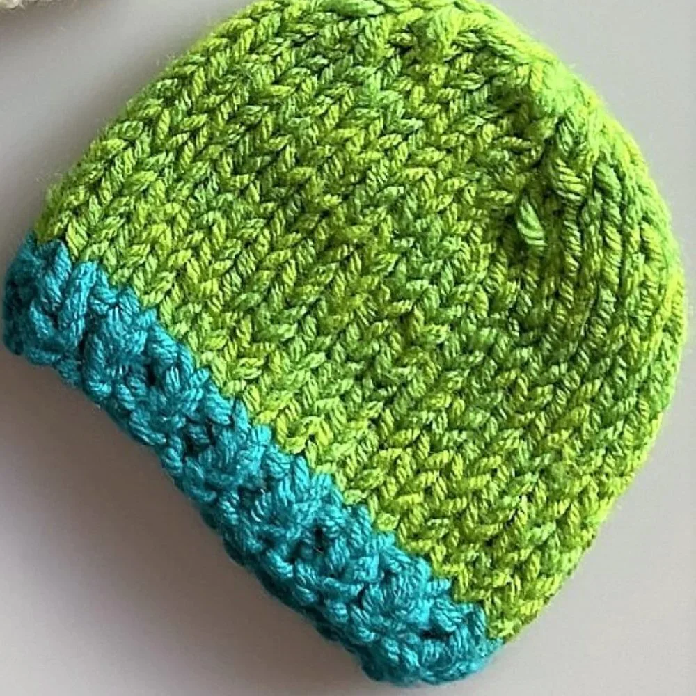 Lot of 3 Handmade Knit & Crochet Baby Beanie Hats – Unisex